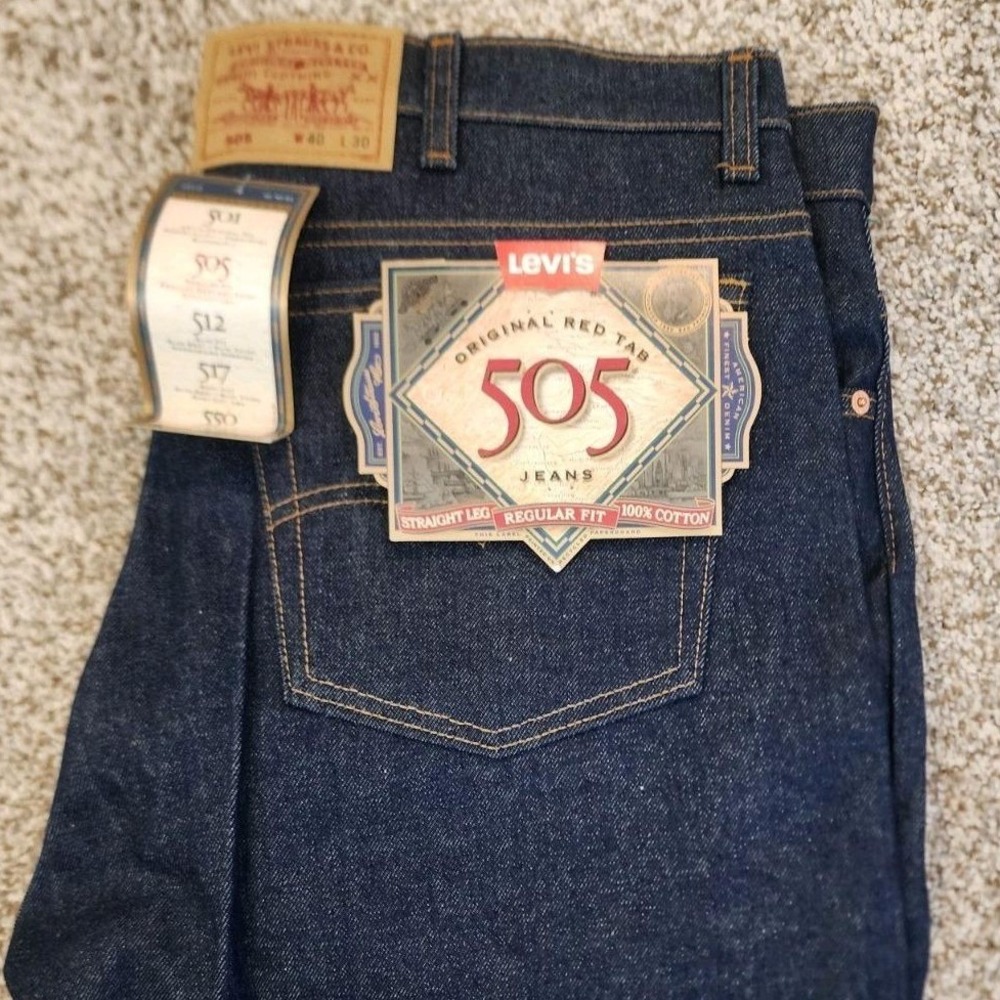 VTG 1991 Levis 505 Deadstock USA Made Rigid Indigo Jeans Streetwear Y2K Stacked